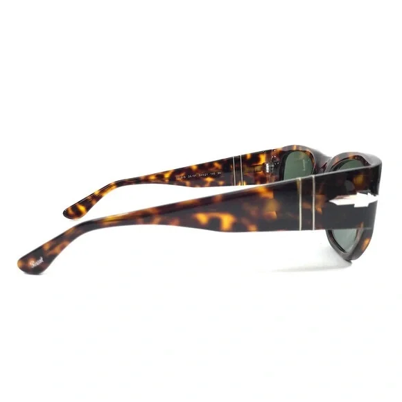 Persol Sunglasses 3308-S 24/31 Polished Tortoise Frames with Green Lenses 54 mm